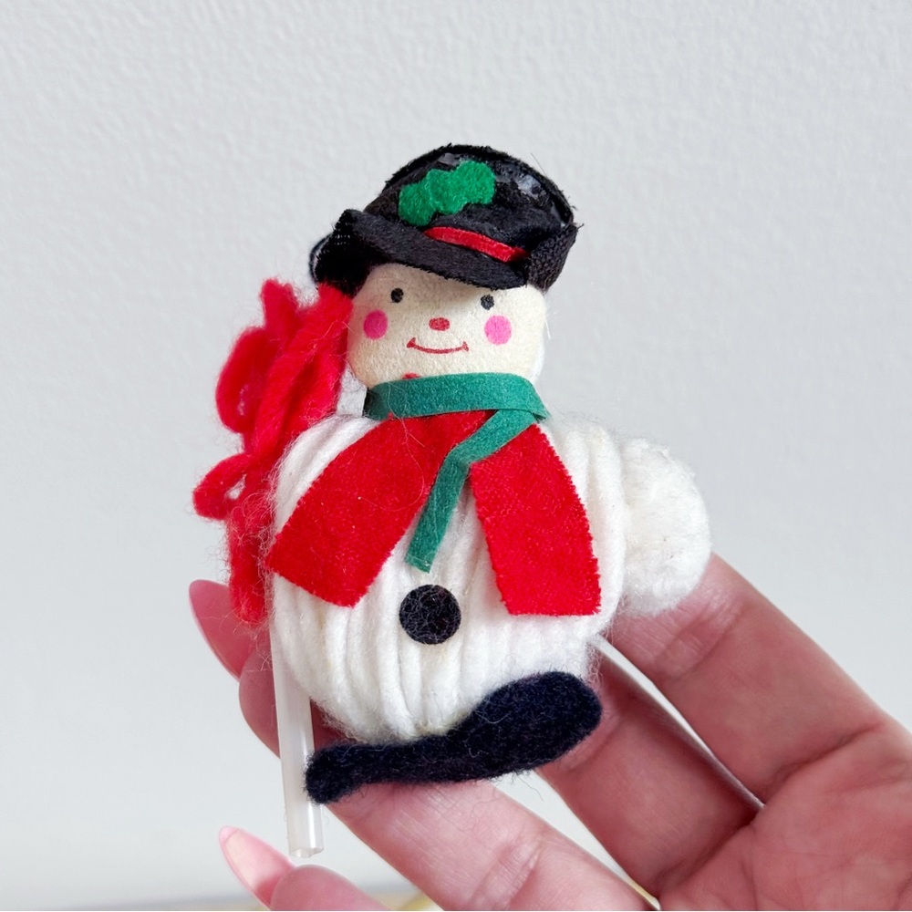 Vintage Yarn Frosty The Snowman Handmade Christmas Ornament